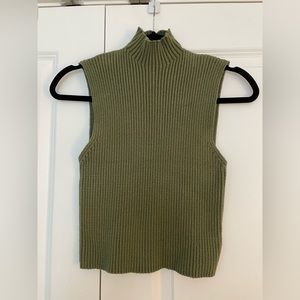 Zara Green Turtle Neck Sleeveless Knit Sweater Top | Women’s Large